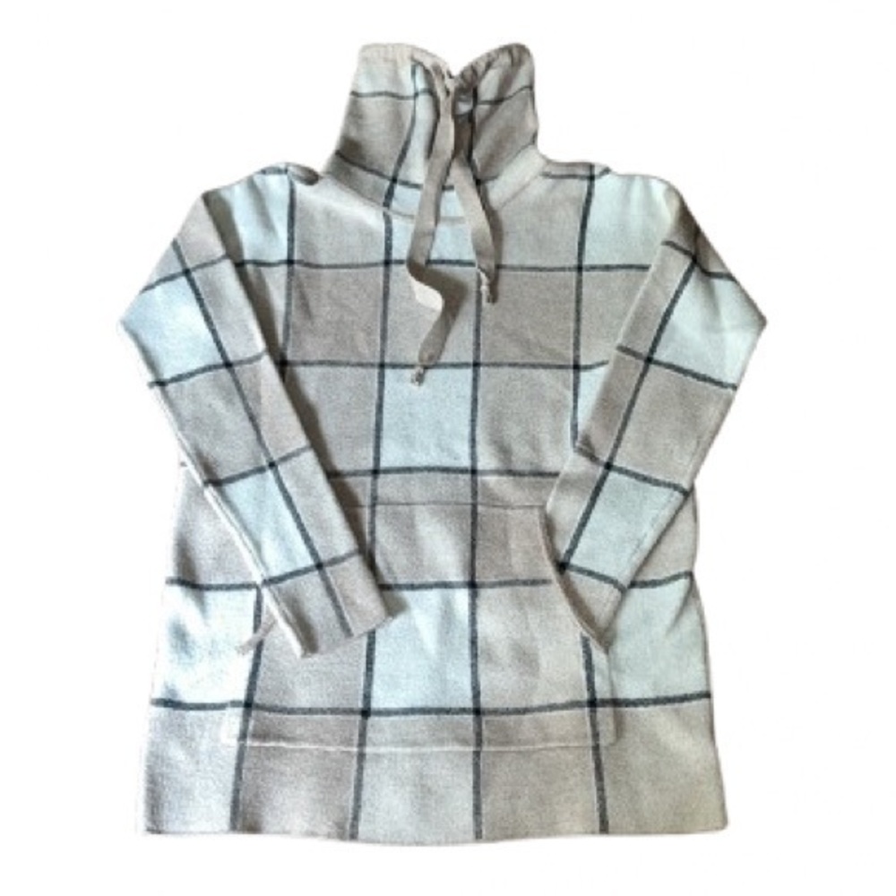 Rachel Zoe cowl neck plaid sweater hoodie NWOT size XS